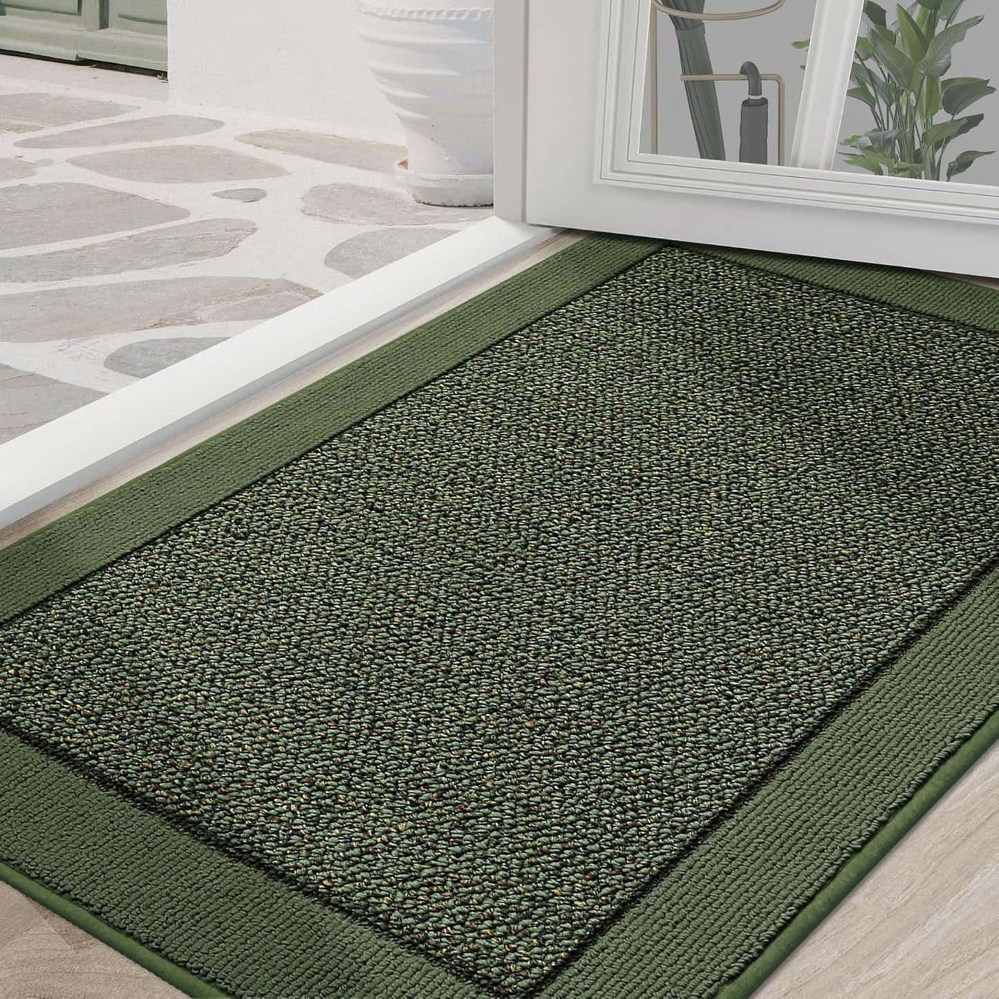 BEQHAUSE Indoor Door Mat 20" x 32", Dirt Trapper Door Mats Non-Slip Entryway Rugs Washable, Resist Dirt Absorbent Welcome Mat, Low Profile Floor Mats for Front Back Door and Entryway, Taupe