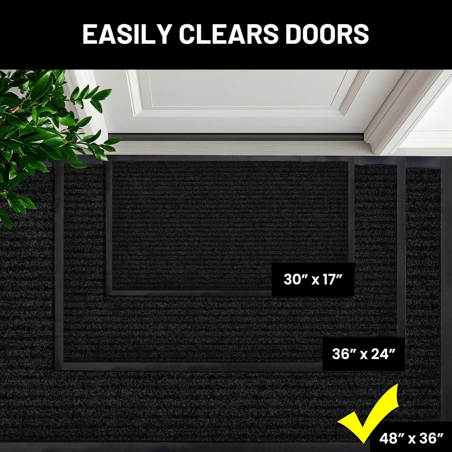 Sierra Concepts Front Door Mat Welcome Floor Mats - Entryway Indoor Outdoor Entrance Doormat, Patio, Porch, Muddy Shoe, Inside Outside Low Profile, 30x17 inches, 2-Pack Gray