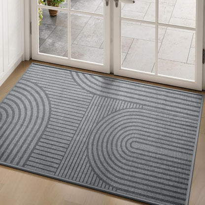 Front Door Mat 17''x30'', Absorbent Dirt Resist Washable Non Slip Low-Profile Indoor Doormat, Easy Clean Welcome Entryway Door Mats, Brown