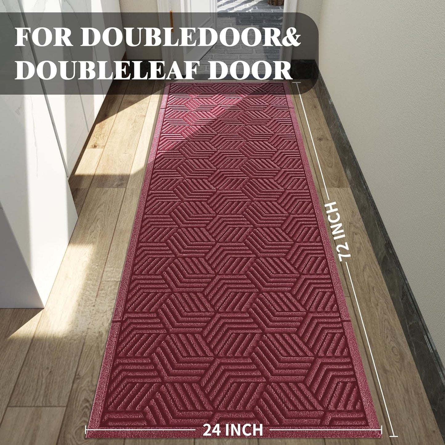 Yimobra Front Door Mat, All-Season Waterproof Outdoor Mat for Entrance with Drainage Holes, Heavy Duty Non-Slip Doormat for Garage Patio Entryway Indoor, 29.5x17, Red