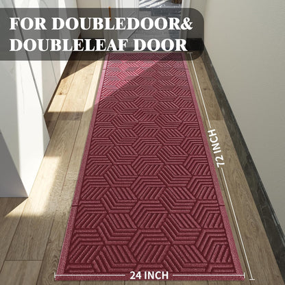 Yimobra Front Door Mat, All-Season Waterproof Outdoor Mat for Entrance with Drainage Holes, Heavy Duty Non-Slip Doormat for Garage Patio Entryway Indoor, 29.5x17, Red
