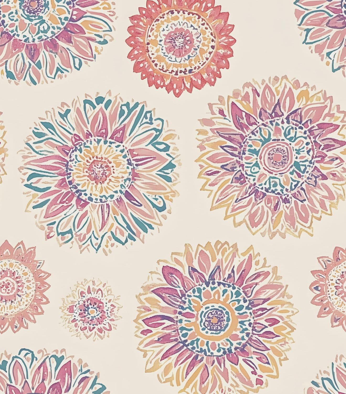 Blue Wallpaper Peel and Stick,Vintage Boho Floral Contact Paper 17.5" x 118", Retro Botanical Flower Wall Paper Self Adhesive Removable Waterproof for Walls Shelves Cabinet Table (Blue,Yellow, Green)