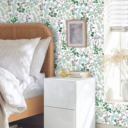 Dimoon 17.3" X 78.7" Peel and Stick Wallpaper Floral Contact Paper Boho Beige White Renter Friendly Natural Wall Paper Waterproof Removable Self Adhesive Wallpaper for Bedroom Livingroom Vinyl Roll