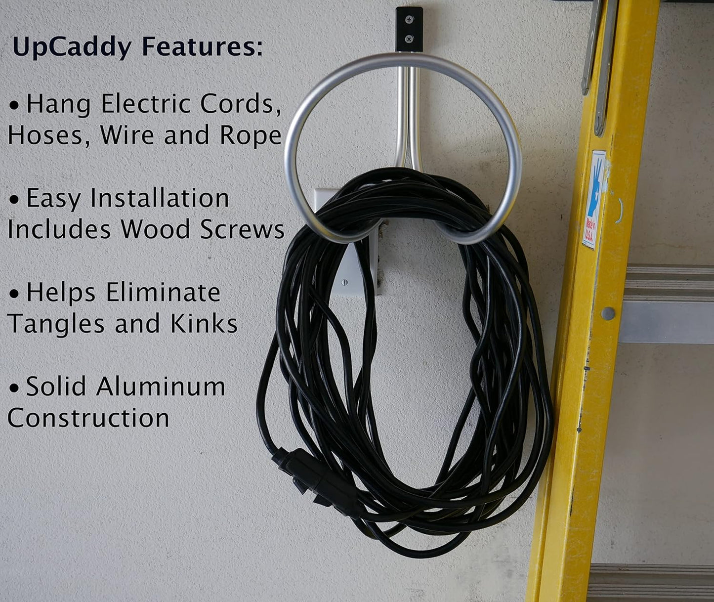 Hose Hanger Wall Mount, Holds 25 to 125 Feet of 3/4 Inch Hose, Garden Hose Hanger, Aluminum Hose Hook