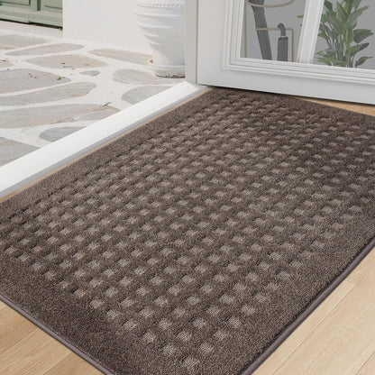 BEQHAUSE Dirt Trapper Door Mats 20"x32", Non-Slip Waffle Doormat Indoor Entrance Low-Profile, Dirt Resist and Absorbent Entryway Rugs Washable Inside Welcome Floor Mat for Front Back Door, Beige