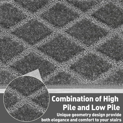 PURE ERA Carpet Stair Treads Tape Free Non Slip Indoor Stair Carpet Stair Protectors Pet-Friendly Non-Slip Skid Resistant Washable Reusable 8" x 30"(2 Pieces,Black)