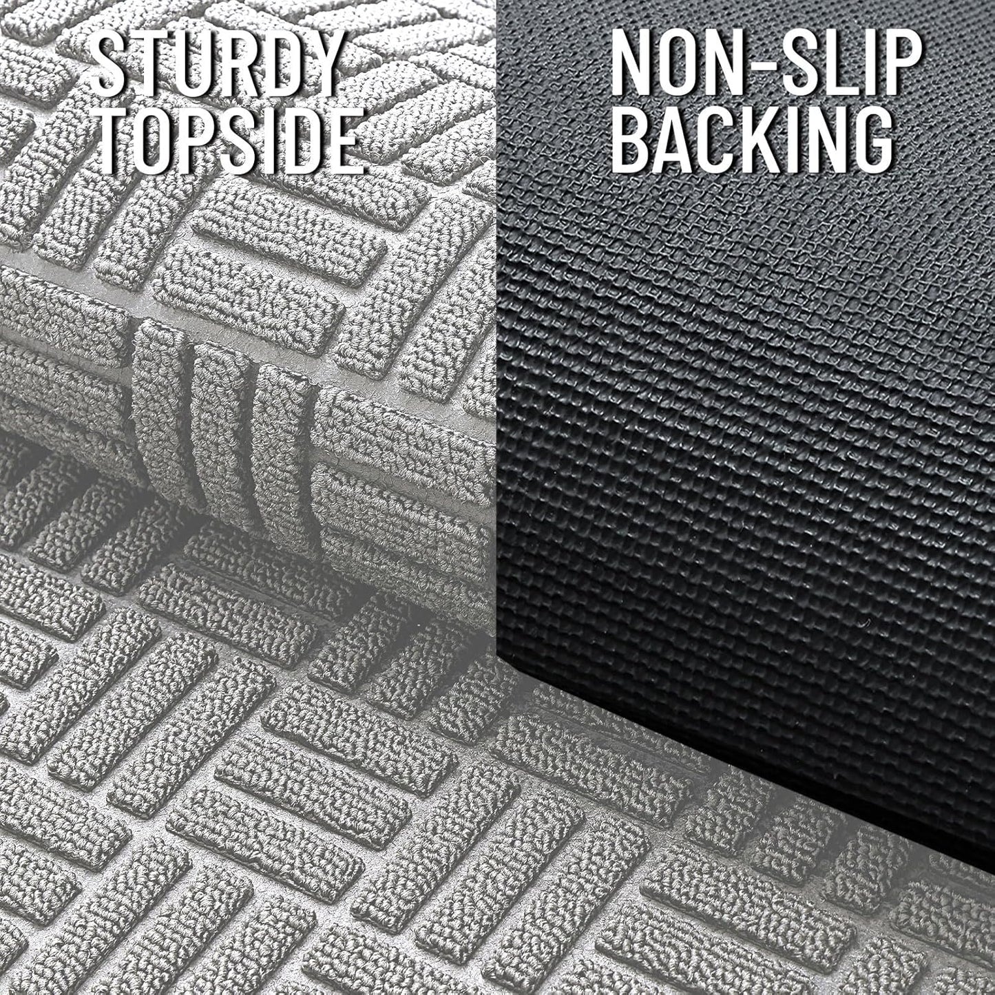 OLANLY Front Door Mat Outside Entrance 29.5x17, Absorbent, Heavy Duty Sturdy Natural Rubber Doormat Indoor Outdoor, Stain and Fade Resistant, Non-Slip Backing Low Profile Floor Mat for Entryway, Grey