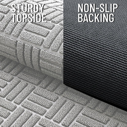 OLANLY Front Door Mat Outside Entrance 29.5x17, Absorbent, Heavy Duty Sturdy Natural Rubber Doormat Indoor Outdoor, Stain and Fade Resistant, Non-Slip Backing Low Profile Floor Mat for Entryway, Grey