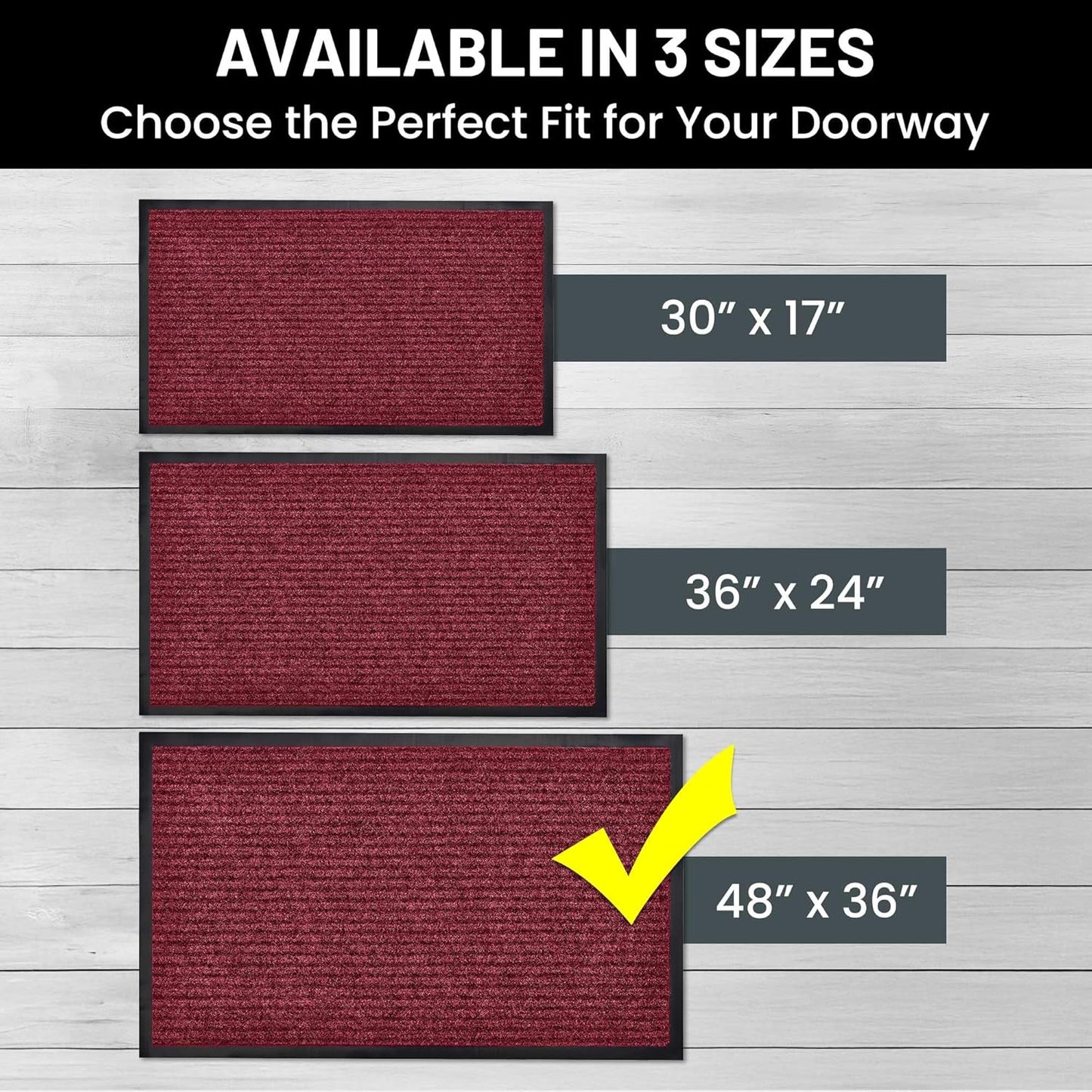 Sierra Concepts Front Door Mat Welcome Floor Mats - Entryway Indoor Outdoor Entrance Doormat, Patio, Porch, Muddy Shoe, Inside Outside Low Profile, 30x17 inches, 2-Pack Gray