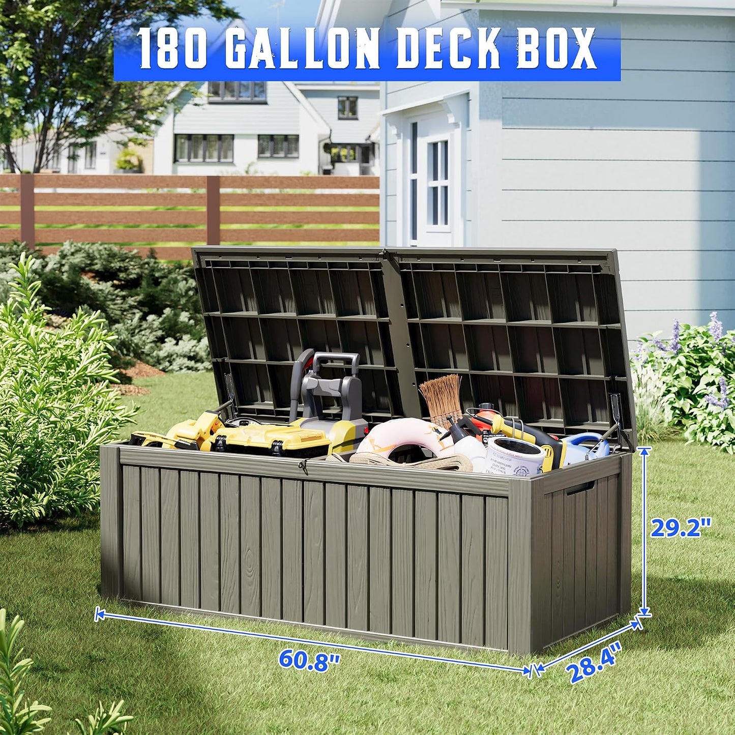 Outdoor Storage Deck Boxes Waterproof, Waterproof and UV Resistant Outdoor Storage Box Lockable Lid for Delivery Box, Indoor, Garden Tools, Pool Supplies, Patio (Black, 31 Gallon)