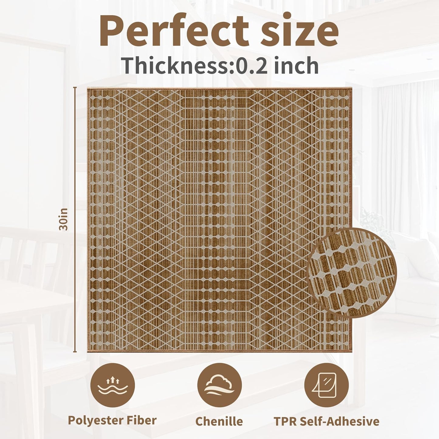 Non-Slip Carpet Stair Treads 15PCS, 8"x30" Peel and Stick Stair Runner for Wooden Steps Indoor, Washable Reusable Adhesive Backing, Pet-Friendly Safety Mats for Kids, Elders, Dogs