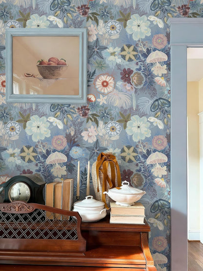 Ismoon Peel and Stick Wallpaper Floral Vintage Stick on Wall Paper Beige French Textured Contact Paper for Cabinet Removable Self Adhesive Wallpaper Vinyl Roll Shelf Deco, 17.3x78.7in