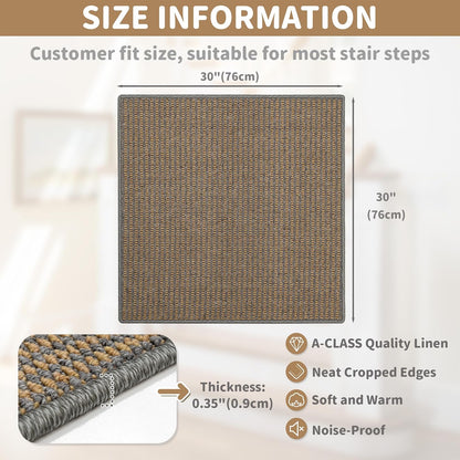 Brakki Bullnose Carpet Stair Treads, Non Slip Stair Treads for Wooden Steps Indoor, Stair Runner, Soft Stair Rugs, Edging Stair Protectors, Washable, 29.5"x9.5"x1.5" 14pcs, Beige