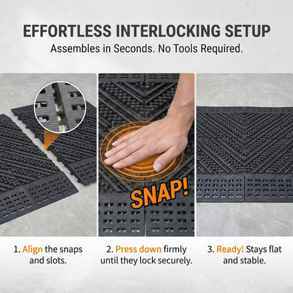 Heavy Duty Outdoor Boot Scraper Mat, 29.5" x 17.5" | Mud & Snow Doormat with Stiff Nylon Bristles, Modular Interlocking Shoe Cleaner for Garden 1.37" Thick