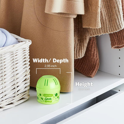 HUMYDRY Moisture Absorber Device, Mini Pack of 12 2.6oz, Up to 500 Days of Moisture and Humidity Control, Fights Summer Humidity, Green Apple Air Freshener, Small Space Dehumidifier, Non Electric