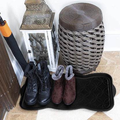 A1HC Heavy Duty Flexible and Durable 100% Rubber Hello Triangle Boot Trays Multi-Purpose for Shoes, Pets, Garden - Mudroom, Entryway, Garage and Scraper Doormat 21.6" X 21.6"