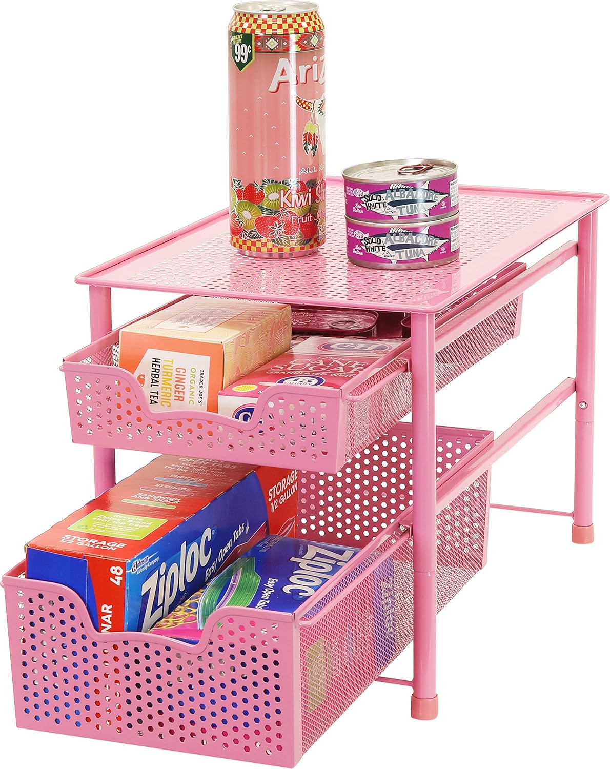 Simple Houseware Stackable 2 Tier Sliding Basket Organizer Drawer, White