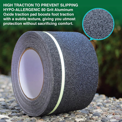 Lifegrip Anti Slip Tape, 4 Inch x 15 Foot Non-Slip Traction Grip Tape for Stairs, Waterproof Stair Treads Grip Non Slip, Non Skid Tape for Steps, Outdoor Black Grip Tape (4" X 15')