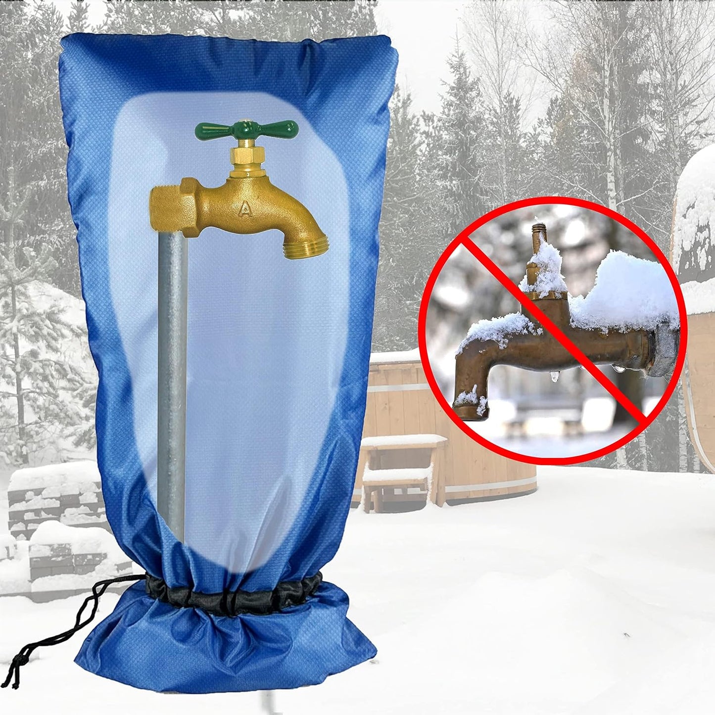 XXL Outdoor Faucet Covers for Winter, 3M Thinsulate Insulation Faucet Freeze Protector, 25”H x 13”W for Garden Lawn Faucets & Yard Hydrant, Waterproof Insulated Spigot Cover Faucet Sock – Black
