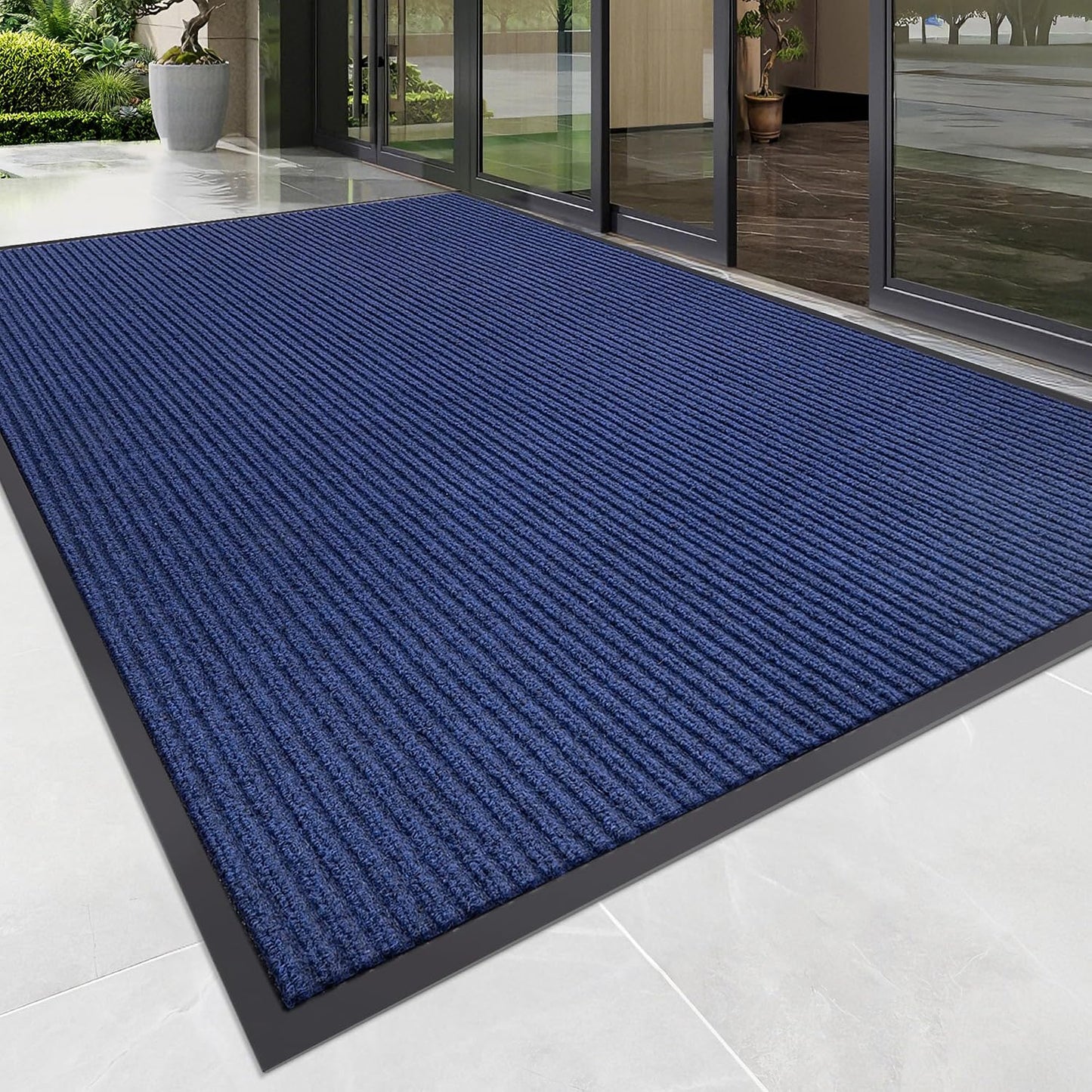 100pointONE Durable Front Door Mat, Heavy Duty Indoor Outdoor Doormat, 48” x 36” Low Profile Outdoor Mats for Home Entrance, Stain and Fade Resistant Shoe Scraper Mat, Ideal for High Traffic Area