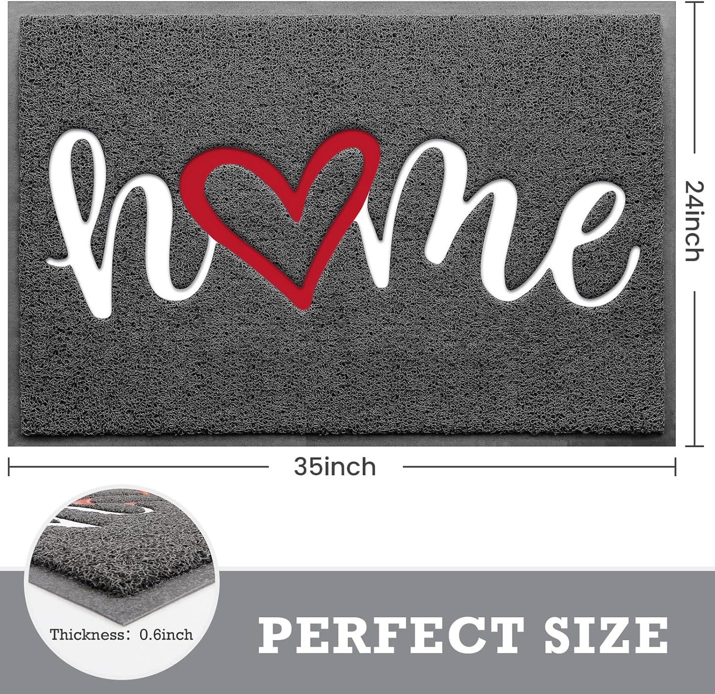 CozyBounty Black Door Mat Welcome Mats Outdoor Indoor Non-Slip Doormat for Entryway Low-Profile Floor Mat for Yard, Garage, High Traffic Areas (30"x17.5", Black)