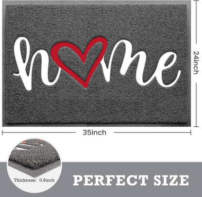 CozyBounty Black Door Mat Welcome Mats Outdoor Indoor Non-Slip Doormat for Entryway Low-Profile Floor Mat for Yard, Garage, High Traffic Areas (30"x17.5", Black)