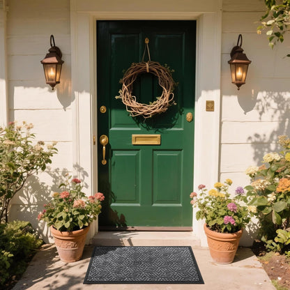 Yimobra Doormat Outdoor Entrance 29.5x17, All-Weather Waterproof Outdoor Mats for Front Door, Non Slip Welcome Door Mat for Patio Proch Outside Entryway Indoor, Black