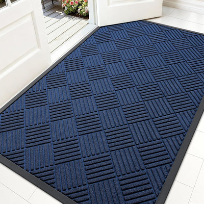 OLANLY Front Door Mat Outside Entrance 29.5x17, Absorbent, Heavy Duty Sturdy Natural Rubber Doormat Indoor Outdoor, Stain and Fade Resistant, Non-Slip Low Profile Floor Mat for Entryway, Grey Diamond
