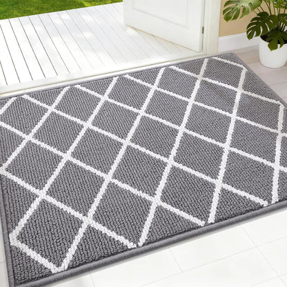 Finchitty Indoor Door Mat, Dirt Resistant and Absorbent, Low-Profile, Non-Slip, Washable Inside Floor Mats for Front Door, Back, and Entrance, 32" x 20", Grey