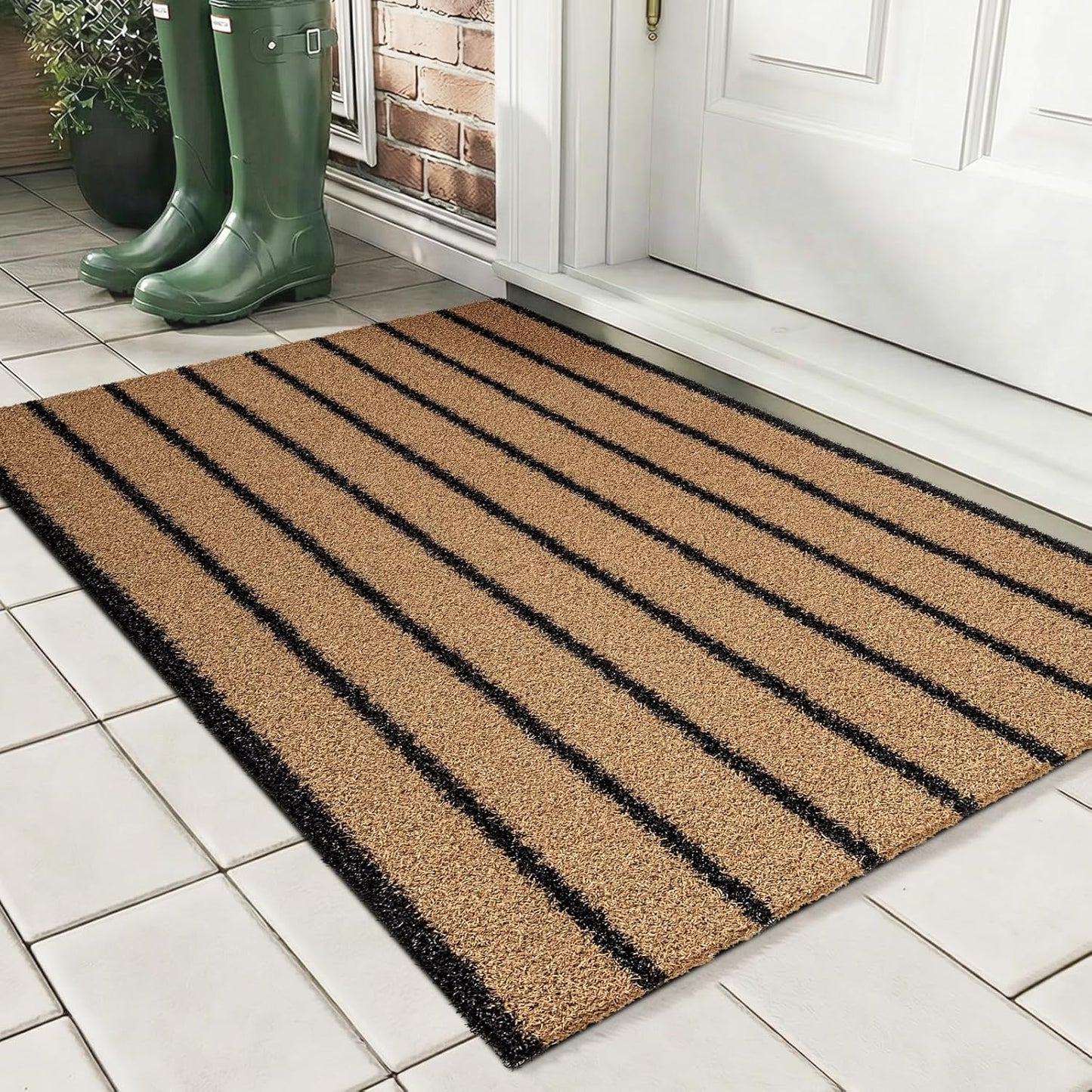 Outdoor Front Door Mat 32" x 48", Dirt Trapping Outside Entrance Rug, Non Slip Shoe Scraper, Heavy Duty Commercial Rug for Patio, Garage, Traffic Area, Office, Roll Packing