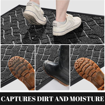 Yimobra Outdoor Mats for Front Door 29.5x17, All-Season Waterproof Doormat Outdoor Entrance, Heavy Duty Non-Slip Outside Door Mat for Garage Patio Proch Entryway Indoor, Black