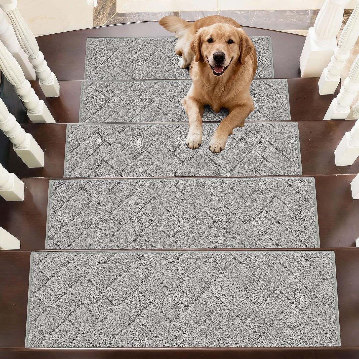BEQHAUSE Stair Treads for Wooden Steps 28inX9in, Non Slip Carpet Stair Treads Indoor Stair Runners Machine Washable, Soft Stair Rugs Mat Surface Polyester TPE Backing, 4pcs, Charcoal
