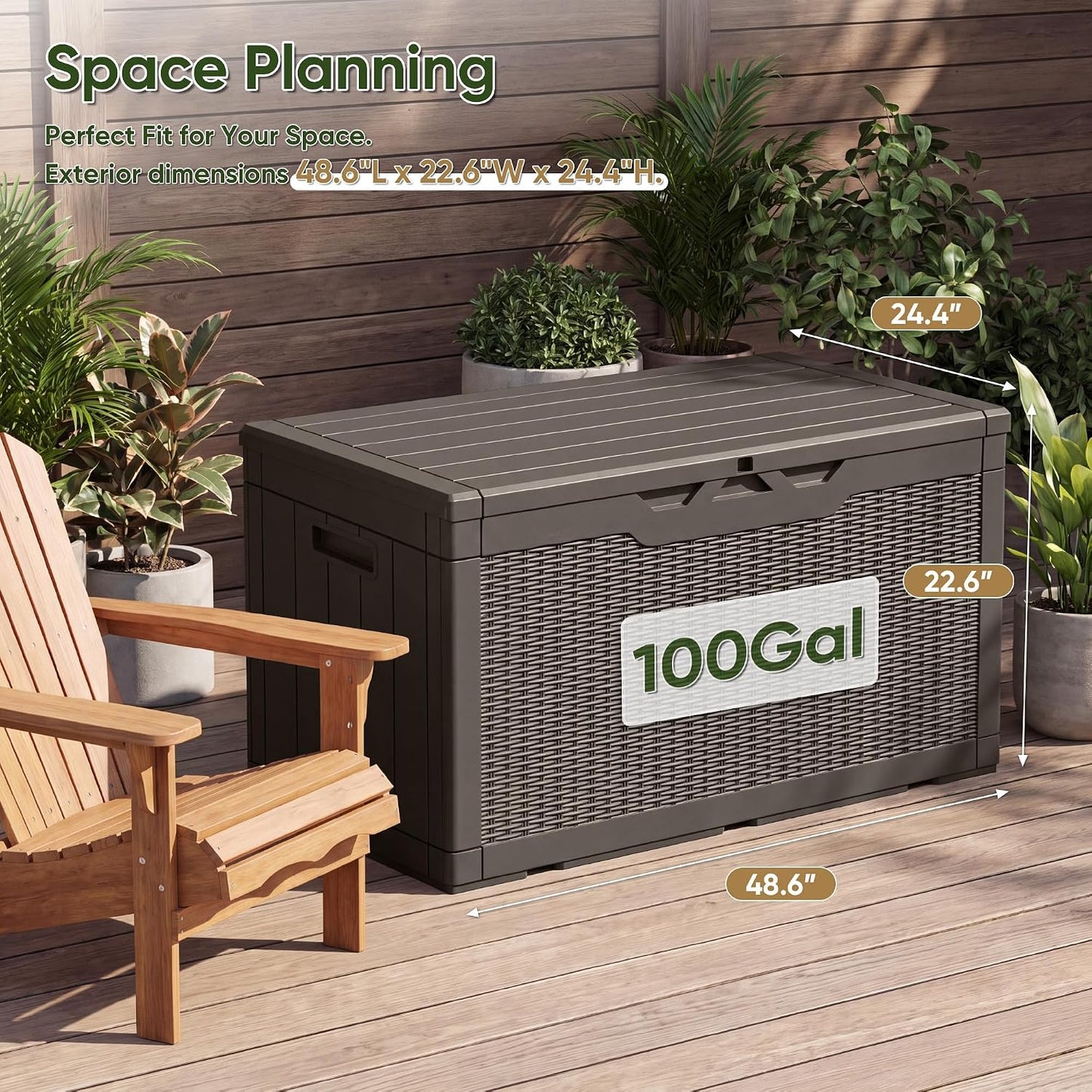 Flamaker Outdoor Storage Box 80 Gallon Resin Waterproof Deck Box Delivery Box with Wood Texture Large Storage Bin for Patio Cushions, (Grey)