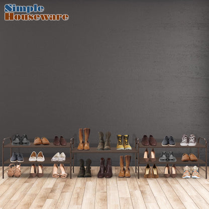 Simple Houseware 3-Tier Shoe Rack Storage Organizer, Grey – Space-Saving Shoe Shelf, Holds 9–16 Pairs, Sturdy Metal Frame, Easy Assembly – Closet, Entryway, Bedroom Shoe Storage Solution