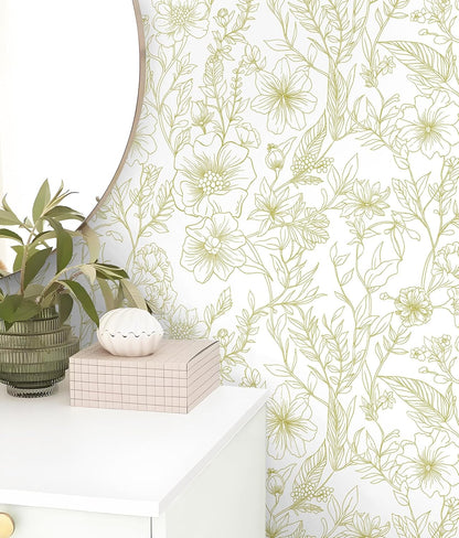 GloryTik Floral Peel and Stick Wallpaper, Removable Blue Floral Contact Paper, Self Adhesive Renter Friendly Wallpaper for Bedroom Living Room Bathroom (17.3" x 78.7")