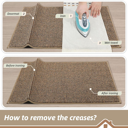 BEQHAUSE Dirt Trapper Door Mat 20" x 32", Non-Slip Washable Doormats Entrance Mat, Dirt Resistant and Absorbent Welcome Mat, Low Profile Floor Mats for Front Back Door and Entryway, Beige