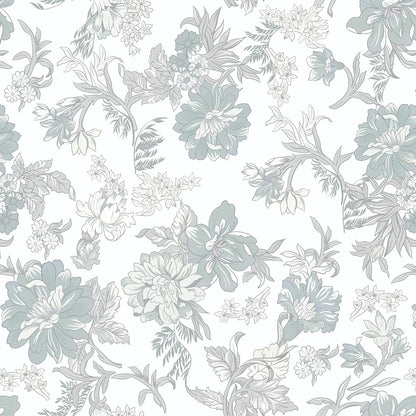 GloryTik Floral Peel and Stick Wallpaper, Removable Blue Floral Contact Paper, Self Adhesive Renter Friendly Wallpaper for Bedroom Living Room Bathroom (17.3" x 78.7")