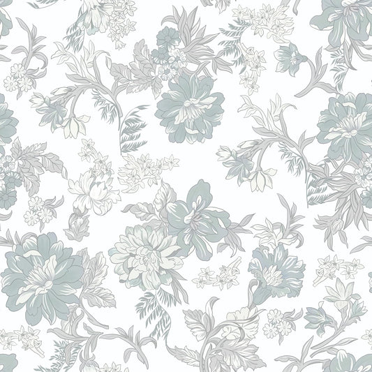 GloryTik Floral Peel and Stick Wallpaper, Removable Blue Floral Contact Paper, Self Adhesive Renter Friendly Wallpaper for Bedroom Living Room Bathroom (17.3" x 78.7")