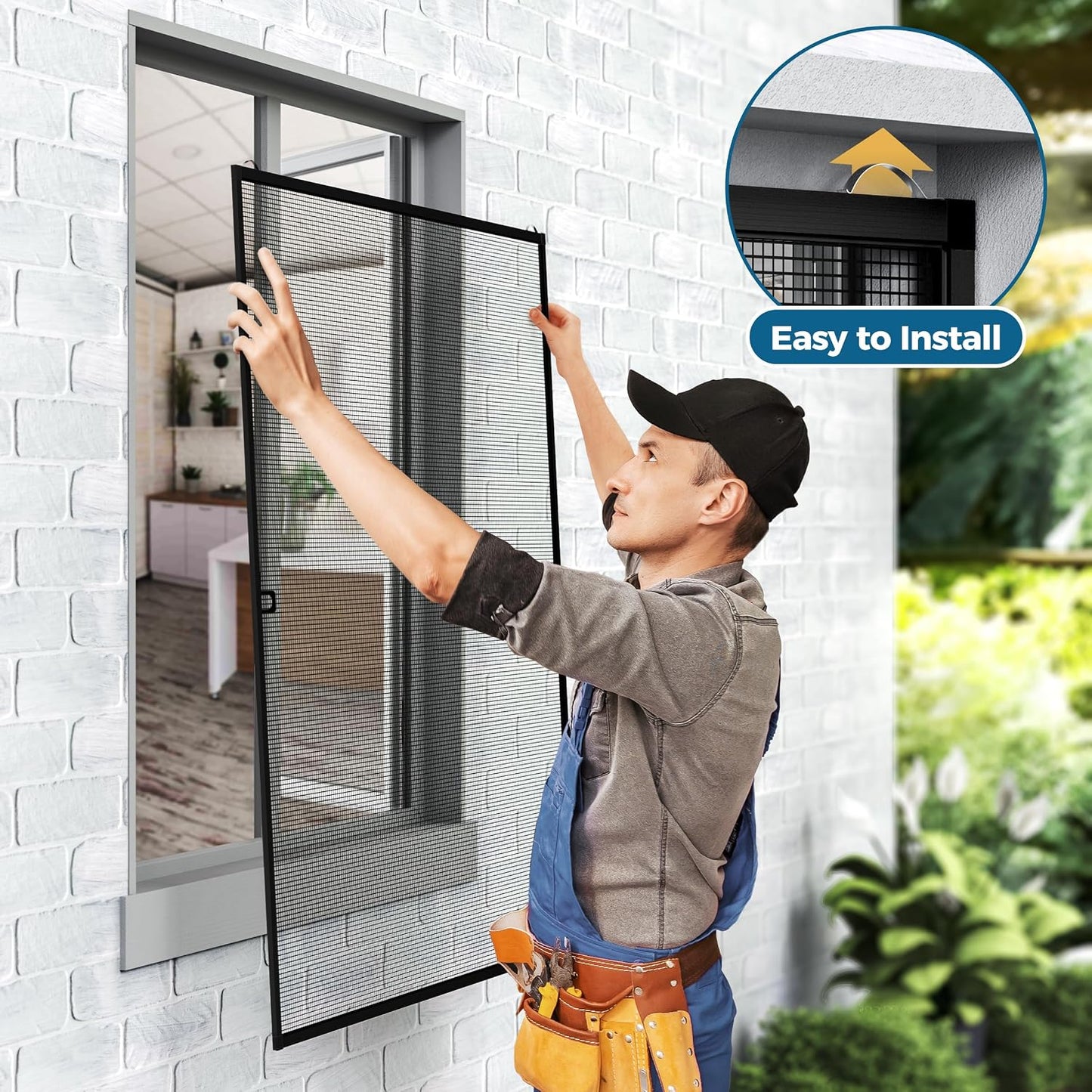 Augblinds 2 Sets Window Screen Frame Kit, 5/16 in x 3/5 in x 46 Inch, Makes Two Complete Screen 46" x 46" or Smaller, Includes Premium Screen Mesh, 8 Heavy Duty Corners & Durable Spline, White