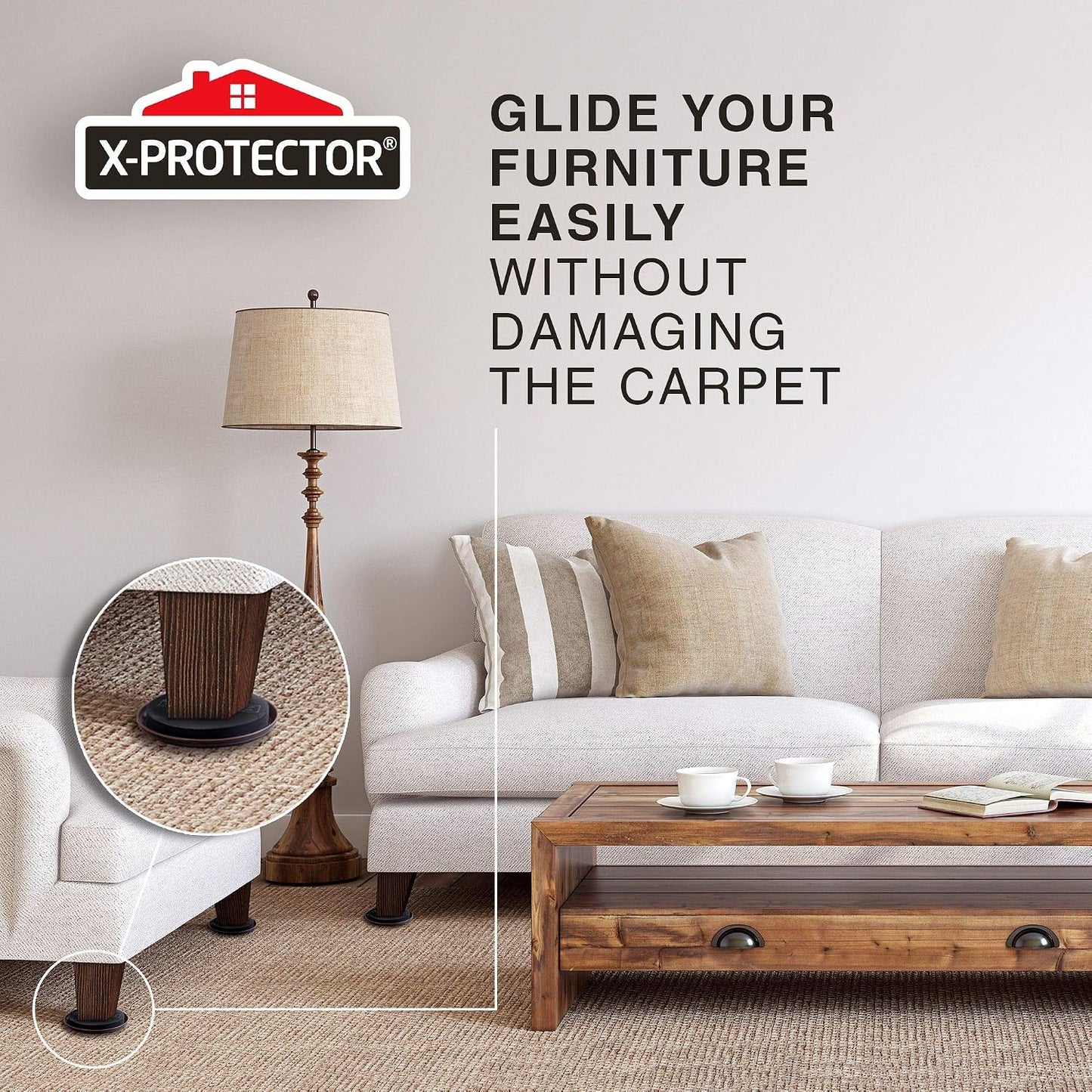 Chair Sliders X-PROTECTOR – Furniture Sliders 40 pcs Carpet Sliders 1” – The Best Furniture Moving Pads – Premium Chair Leg Floor Protectors – Slide Effortlessly with Chair Pads & Protect Your Floor!