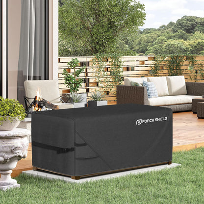 Porch Shield Patio Deck Box Storage Cover - 600D Outdoor Waterproof Cover for 150-230 Gallon Box Tear Resistant Rectangular Fire Pit Table Covers 62 x 29 x 28inch Black