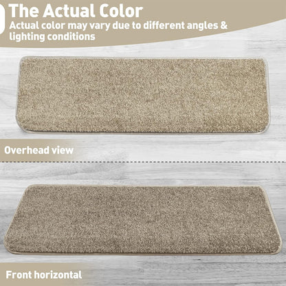 PURE ERA Carpet Stair Treads Tape Free Non Slip Indoor Stair Carpet Stair Protectors Pet-Friendly Non-Slip Skid Resistant Washable Reusable 8" x 30"(2 Pieces,Black)