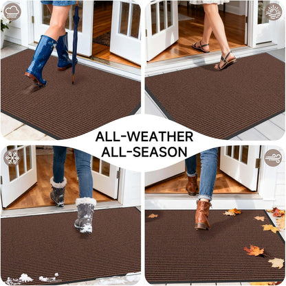 100pointONE Durable Front Door Mat, Heavy Duty Indoor Outdoor Doormat, 48” x 36” Low Profile Outdoor Mats for Home Entrance, Stain and Fade Resistant Shoe Scraper Mat, Ideal for High Traffic Area