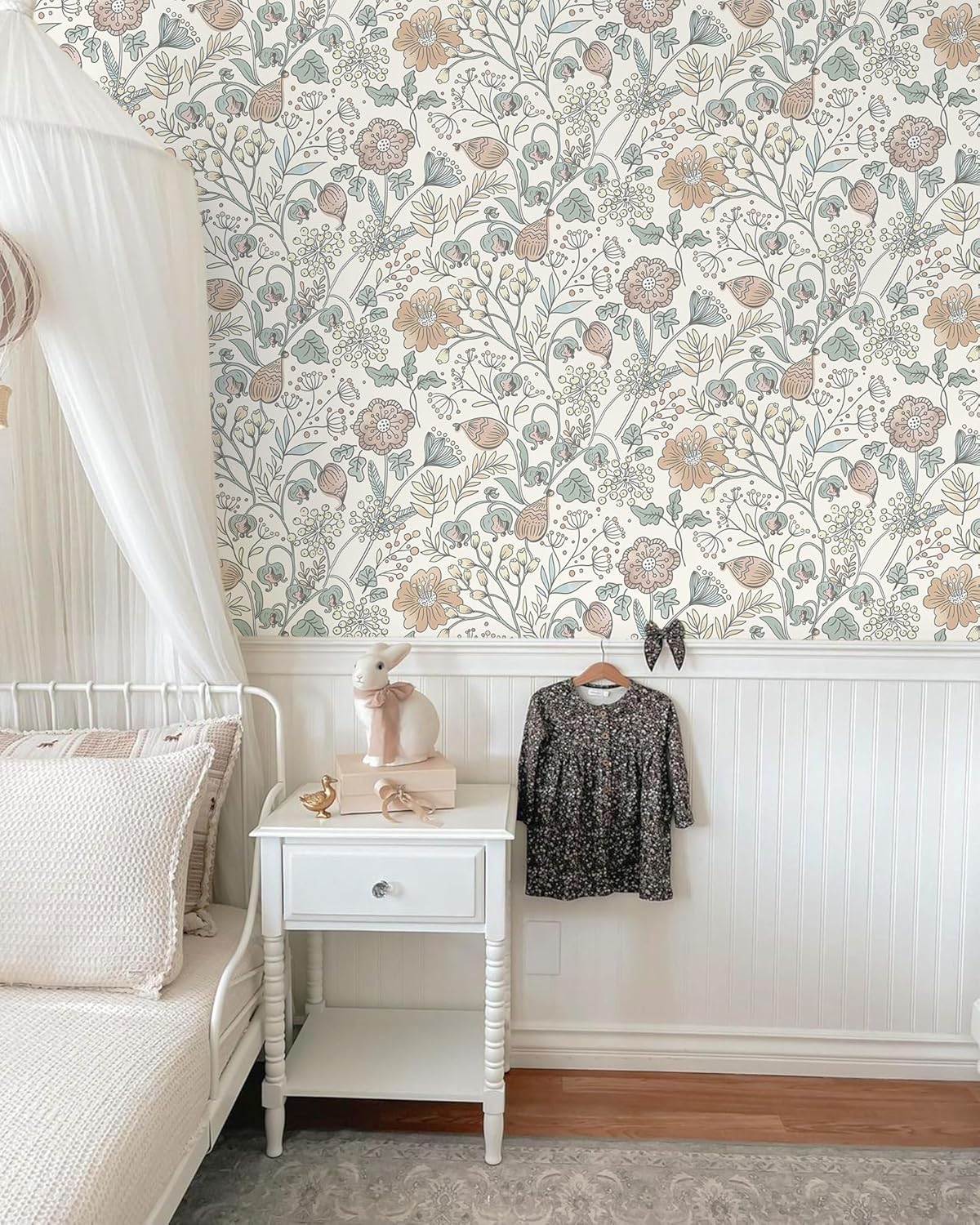 HeloHo Blue Floral Wallpaper Peel and Stick Self Adhesive Removable Wall Paper 16.1" X 118" Renter Friendly Waterproof Wallpaper Contact Paper for Furniture Living Room Bedroom Decor