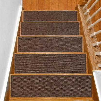 SMILOOL Stair Treads Non Slip for Wooden Steps Indoor 4 Pack 8" X 30" Carpet Stairs Runner for Wood Stairs, Stair Tread Rugs with Reusable Adhesive for Dogs Kids and Elders, Machine Washable, Brown