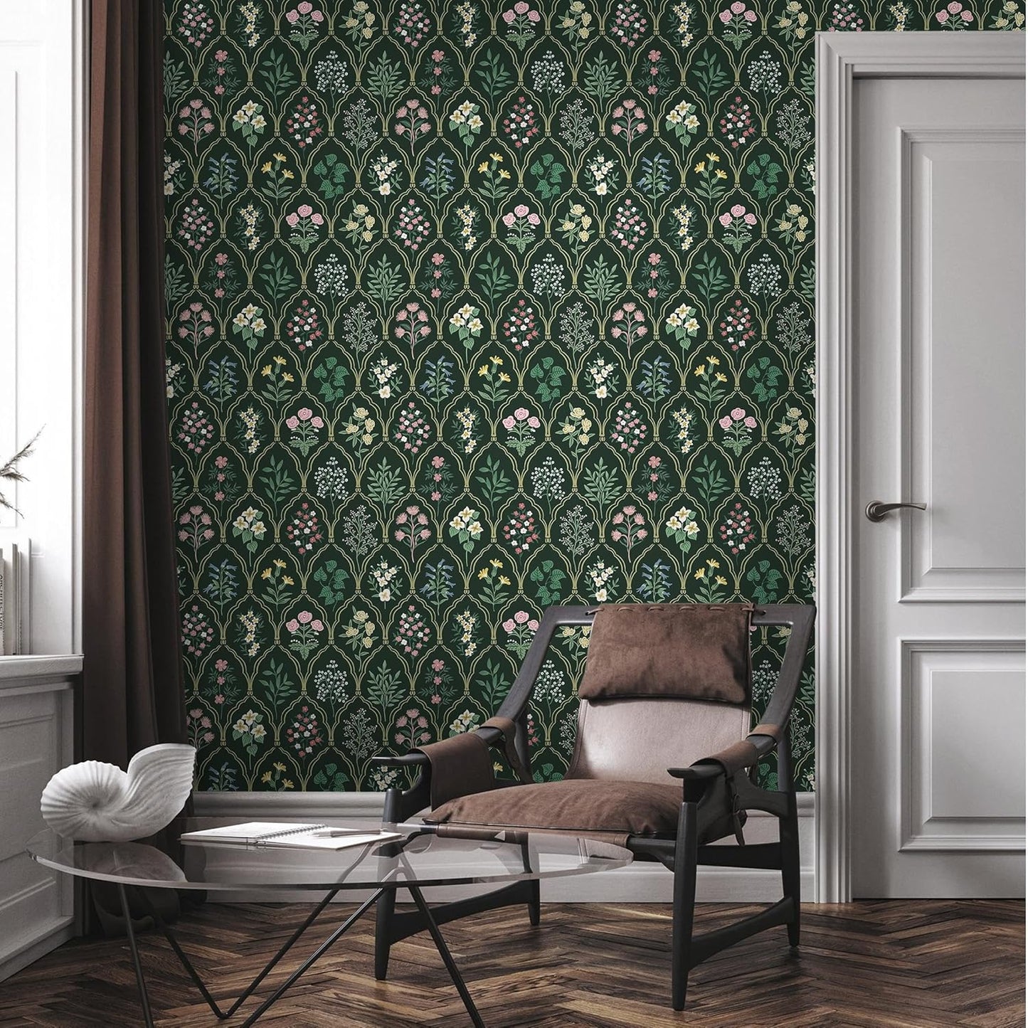 Dimoon 17.3''x78.7'' Vintage Peel and Stick Wallpaper Boho Beige Neutral Contact Paper White Floral Bird Wallpaper Removable Botanical Renter Friendly Modern Wall Paper Bedroom Bathroom Vinyl Roll