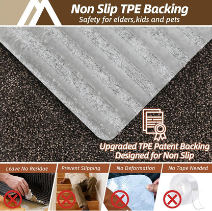 COSY HOMEER Stair Treads for Wooden Steps Non-Slip Carpet Mat,4pcs,Brown | Cut to Size,Peel and Stick,Washable,Residue Free,Self Adhesive,Stair Runner for Kid Elder Pet,28“x9”Carpet Stair Treads