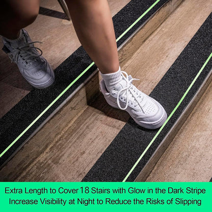 Anti Slip Tape, 4 Inch x 42 Ft Grip Tape for Stairs Outdoor/Indoor, Waterproof Non Skid Roll for Stair Treads Non Slip, High Traction Friction Abrasive Adhesive Stair Steps - Black