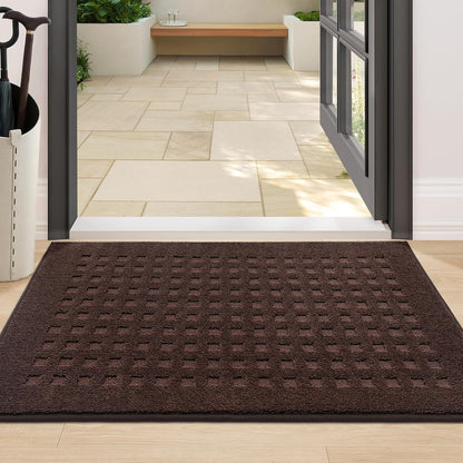 BEQHAUSE Dirt Trapper Door Mats 20"x32", Non-Slip Waffle Doormat Indoor Entrance Low-Profile, Dirt Resist and Absorbent Entryway Rugs Washable Inside Welcome Floor Mat for Front Back Door, Beige