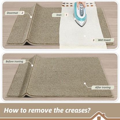 BEQHAUSE Dirt Trapper Door Mat 20" x 32", Non-Slip Washable Doormats Entrance Mat, Dirt Resistant and Absorbent Welcome Mat, Low Profile Floor Mats for Front Back Door and Entryway, Beige